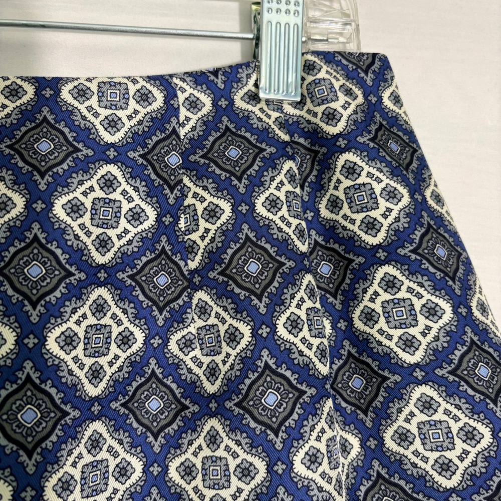 Talbots Petites Silk Blue Geometric Print Wrap Midi Skirt Womens Size 12P - Picture 6 of 10